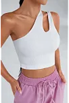 Kadın Beyaz Tek Omuz Cut Out Detaylı Crop Top Bluz – Şık, Rahat Ve Kolay Kombinlenebilir