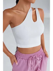 Kadın Beyaz Tek Omuz Cut Out Detaylı Crop Top Bluz – Şık, Rahat Ve Kolay Kombinlenebilir