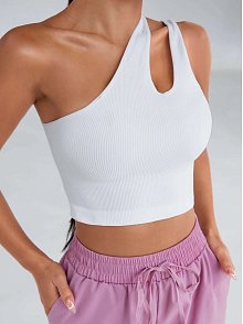 Kadın Beyaz Tek Omuz Cut Out Detaylı Crop Top Bluz – Şık, Rahat Ve Kolay Kombinlenebilir
