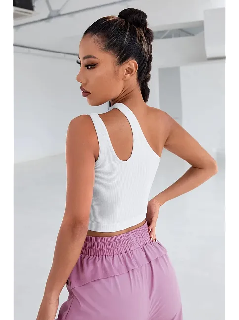 Kadın Beyaz Tek Omuz Cut Out Detaylı Crop Top Bluz – Şık, Rahat Ve Kolay Kombinlenebilir