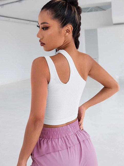 Kadın Beyaz Tek Omuz Cut Out Detaylı Crop Top Bluz – Şık, Rahat Ve Kolay Kombinlenebilir