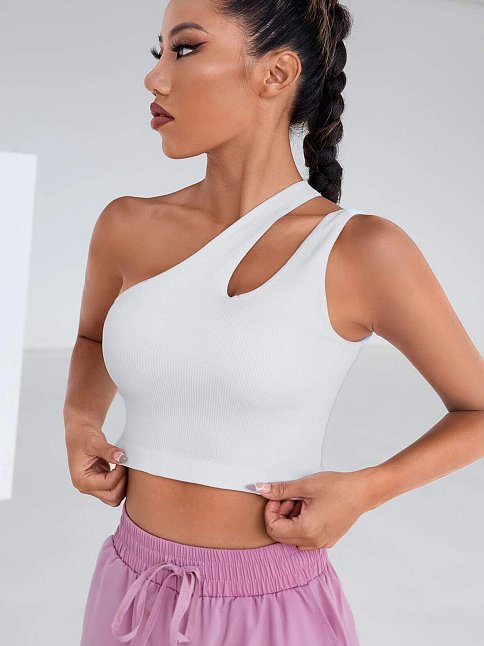 Kadın Beyaz Tek Omuz Cut Out Detaylı Crop Top Bluz – Şık, Rahat Ve Kolay Kombinlenebilir
