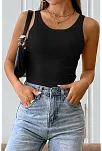 Kadın Siyah Kolsuz Kalın Askılı Uzun Crop Top Bluz & Atlet – Şık, Rahat Ve Kolay Kombinlenebilir