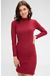 Kadın Bordo Kaşkorse Balıkçı Yaka Uzun Kollu Bodycon Mini Elbise – Şık, Rahat Ve 4 Mevsim