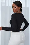 Kadın Siyah Uzun Kollu Düğmeli Göğüs Ve Göbek Dekolteli Crop Top Bluz – Şık, Rahat Ve Kolay Kombinlenebilir