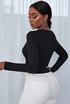 Kadın Siyah Uzun Kollu Düğmeli Göğüs Ve Göbek Dekolteli Crop Top Bluz – Şık, Rahat Ve Kolay Kombinlenebilir