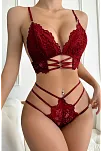 Kadın Bordo Dantel Cut-out Detaylı Şık Sütyen Ve Külot Takımı – Modern, Konforlu Ve Günlük Kombinlere Uygun