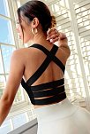 Kadın Siyah Sırtı Çapraz Lastik Detaylı Crop Top Bluz – Şık, Rahat Ve Kolay Kombinlenebilir