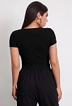 Kadın Siyah Yuvarlak Yaka Yarım Kol Crop Top Bluz – Şık, Rahat Ve Kolay Kombinlenebilir
