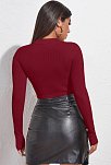 Kadın Bordo Göğüs Dekolteli Uzun Kollu Cut Out Crop Top Bluz – Şık, Rahat Ve Kolay Kombinlenebilir