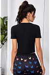 Kadın Siyah Çift Fermuarlı Yarım Kol Crop Top Bluz – Şık, Rahat Ve Kolay Kombinlenebilir
