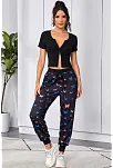 Kadın Siyah Çift Fermuarlı Yarım Kol Crop Top Bluz – Şık, Rahat Ve Kolay Kombinlenebilir