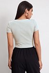 Kadın Beyaz Yuvarlak Yaka Yarım Kol Crop Top Bluz