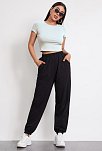Kadın Beyaz Yuvarlak Yaka Yarım Kol Crop Top Bluz