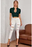Kadın Yeşil Yarım Fermuarlı Ve Kısa Kollu Crop Top Bluz – Şık, Rahat Ve Kolay Kombinlenebilir