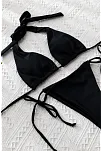 Kadın Siyah Yandan Bağlamalı Tangalı Üçgen Bikini Mayo Takımı – Modern, Konforlu Ve Günlük Kombinlere Uygun