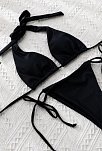 Kadın Siyah Yandan Bağlamalı Tangalı Üçgen Bikini Mayo Takımı – Modern, Konforlu Ve Günlük Kombinlere Uygun