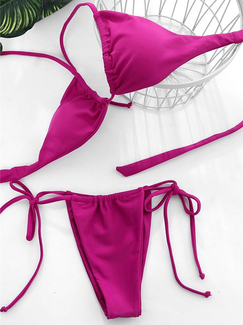 Kadın Fuşya Yandan Bağlamalı Tangalı Üçgen Bikini Mayo Takımı – Modern, Konforlu Ve Günlük Kombinlere Uygun