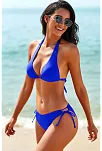 Kadın Mavi Belden, Boyundan Bağlamalı Ve Ayarlanabilir Külotlu Üçgen Bikini Mayo Takımı – Modern, Konforlu Ve Günlük Kombinlere Uygun