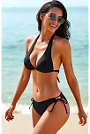 Kadın Siyah Belden, Boyundan Bağlamalı Ve Ayarlanabilir Külotlu Üçgen Bikini Mayo Takımı – Modern, Konforlu Ve Günlük Kombinlere Uygun