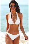 Kadın Beyaz Belden, Boyundan Bağlamalı Ve Ayarlanabilir Külotlu Üçgen Bikini Mayo Takımı – Modern, Konforlu Ve Günlük Kombinlere Uygun