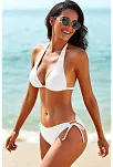 Kadın Beyaz Belden, Boyundan Bağlamalı Ve Ayarlanabilir Külotlu Üçgen Bikini Mayo Takımı – Modern, Konforlu Ve Günlük Kombinlere Uygun