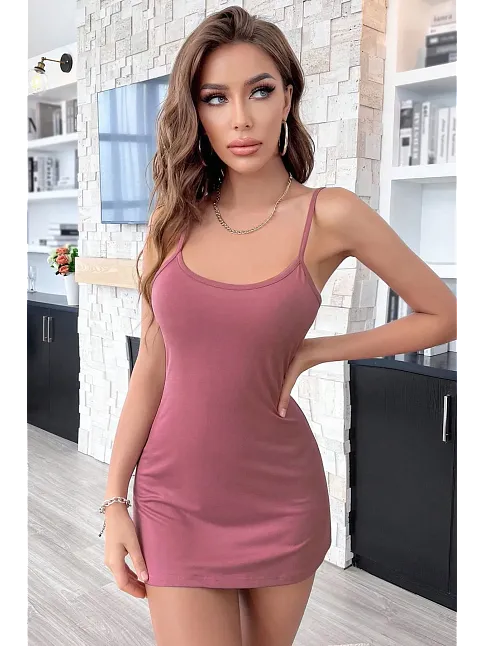 Kadın Pudra Sırt Kısmı Komple Dantelli Mini Gecelik – Modern Ve Şık Tasarım
