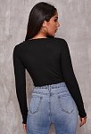 Kadın Siyah Uzun Kollu Büzdürme Bağcık Detaylı Crop Top Bluz – Şık, Rahat Ve Kolay Kombinlenebilir