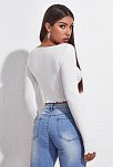 Kadın Beyaz Uzun Kollu Büzdürme Bağcık Detaylı Crop Top Bluz – Şık, Rahat Ve Kolay Kombinlenebilir
