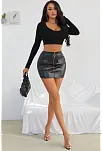 Kadın Siyah Uzun Kol Kare Yaka Crop Top Bluz – Şık, Rahat Ve Kolay Kombinlenebilir