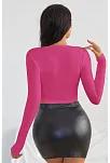 Kadın Fuşya Uzun Kol Kare Yaka Crop Top Bluz – Şık, Rahat Ve Kolay Kombinlenebilir
