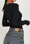 Kadın Siyah Kare Yaka Dantelli Uzun Kollu Crop Top Bluz – Şık, Rahat Ve Kolay Kombinlenebilir