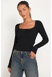 Kadın Siyah Kare Yaka Dantelli Uzun Kollu Crop Top Bluz – Şık, Rahat Ve Kolay Kombinlenebilir