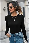 Kadın Siyah Uzun Kollu Fit Basic Crop Top Bluz