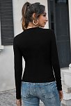 Kadın Siyah Uzun Kollu Fit Basic Crop Top Bluz