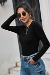 Kadın Siyah Uzun Kollu Fit Basic Crop Top Bluz