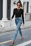 Kadın Siyah Uzun Kollu Fit Basic Crop Top Bluz