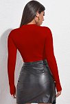 Kadın Kırmızı Göğüs Dekolteli Uzun Kollu Cut Out Crop Top Bluz – Şık, Rahat Ve Kolay Kombinlenebilir