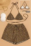 Kadın 3'lü Set Leopar Desenli Şortlu Ve Yandan Bağlamalı Bikini Mayo Takımı – Modern, Konforlu Ve Günlük Kombinlere Uygun