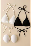 Kadın Siyah Ve Beyaz Minimal Kesim Üçgen Bikini Üstü – Modern Ve Şık Tasarım