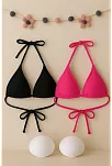 Kadın Siyah Ve Fuşya Minimal Kesim Üçgen Bikini Üstü – Modern Ve Şık Tasarım