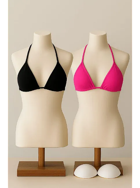 Kadın Siyah Ve Fuşya Minimal Kesim Üçgen Bikini Üstü – Modern Ve Şık Tasarım