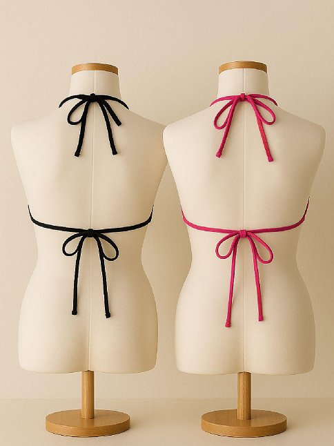 Kadın Siyah Ve Fuşya Minimal Kesim Üçgen Bikini Üstü – Modern Ve Şık Tasarım