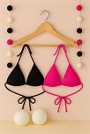 Kadın Siyah Ve Fuşya Minimal Kesim Üçgen Bikini Üstü – Modern Ve Şık Tasarım