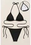 Kadın Siyah Yandan Ve Boyundan Bağlamalı Bikini Mayo Takımı – Modern, Konforlu Ve Günlük Kombinlere Uygun