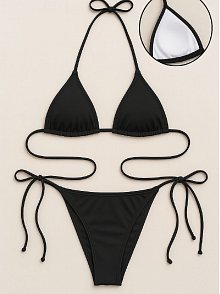 Kadın Siyah Yandan Ve Boyundan Bağlamalı Bikini Mayo Takımı – Modern, Konforlu Ve Günlük Kombinlere Uygun