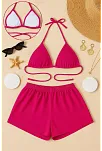 Kadın Fuşya Şortlu Belden Ve Boyundan Bağlamalı Bikini Takımı – Modern, Konforlu Ve Günlük Kombinlere Uygun