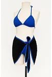 Kadın Mavi Pareolu Yandan Ve Boyundan Bağlamalı 3'lü Bikini Takımı – Modern, Konforlu Ve Günlük Kombinlere Uygun