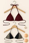 Kadın Leopar Desenli Ve Bordo Minimal Kesim Üçgen Bikini Üstü – Modern Ve Şık Tasarım