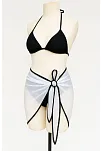 Kadın Siyah Beyaz Pareolu Yandan Ve Boyundan Bağlamalı 3'lü Bikini Takımı – Modern, Konforlu Ve Günlük Kombinlere Uygun